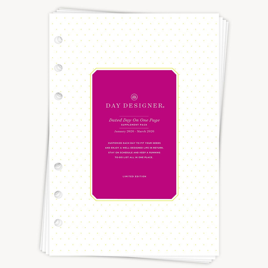 A5 Quarterly Planner Inserts: Dated Day on One Page (Q1 2026: Jan-March)