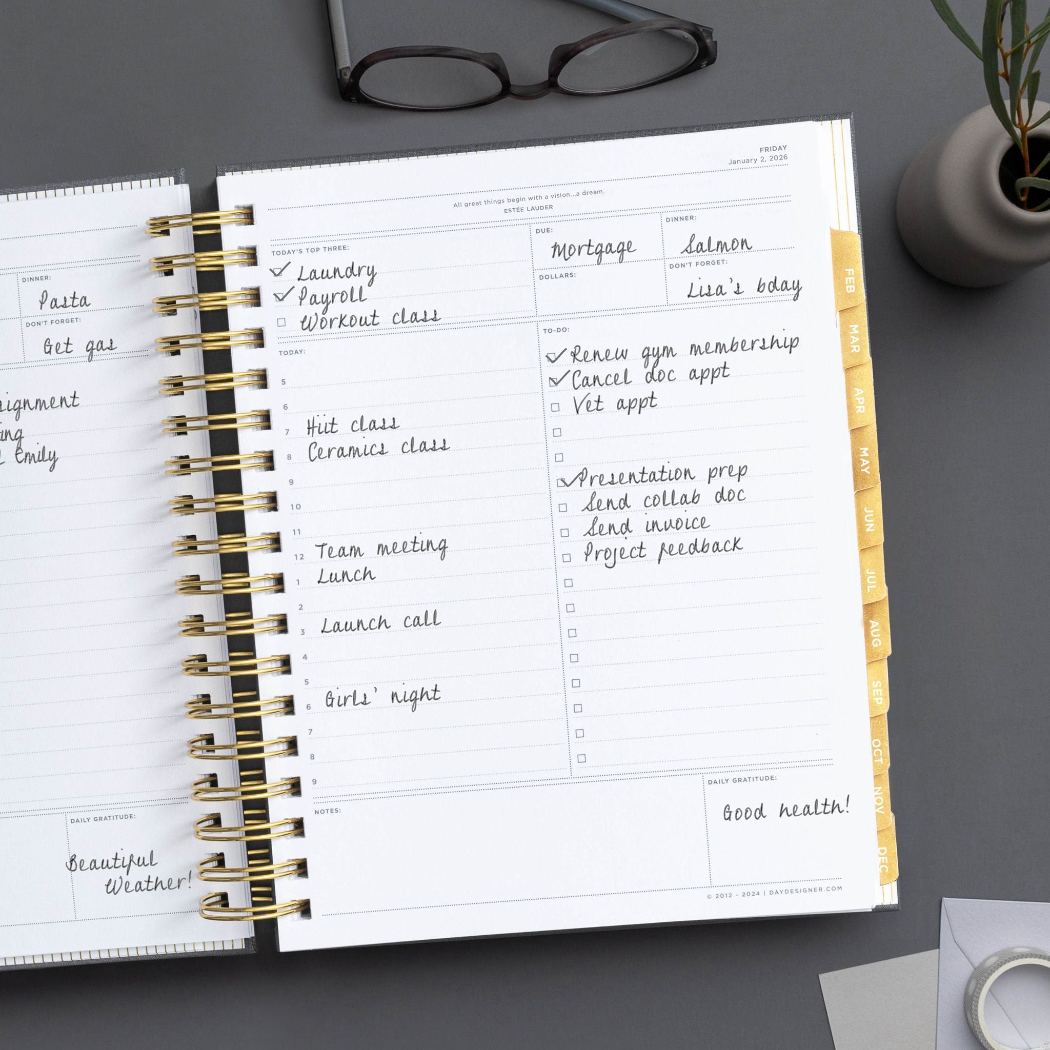 2026 Daily Planner: Charcoal Bookcloth