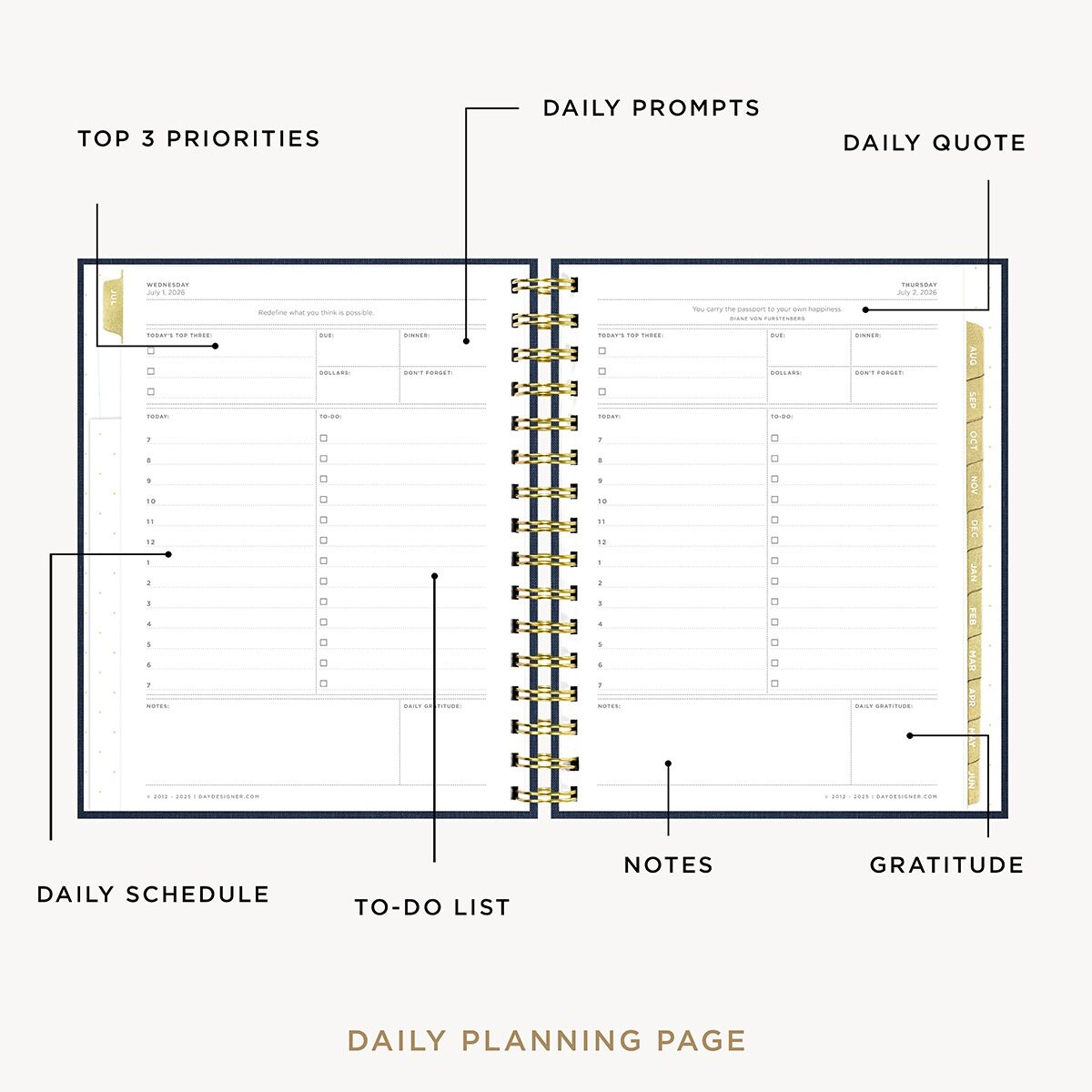2026-27 Mini Daily Planner: Navy Bookcloth