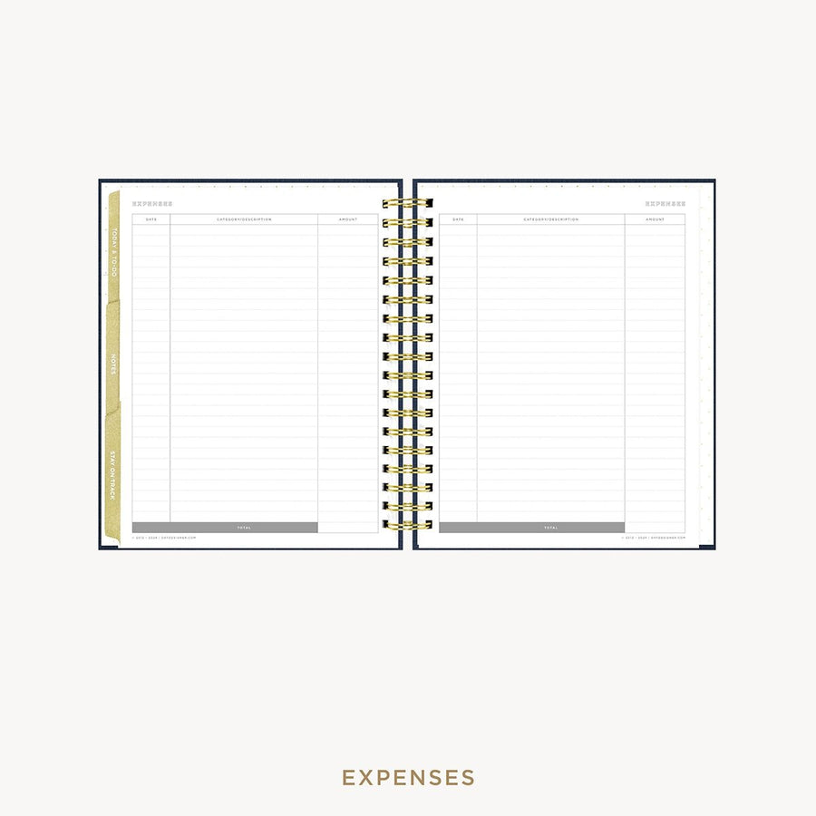 Day Designer 2026-27 weekly planner: Navy Bookcloth cover with expense tracking pages