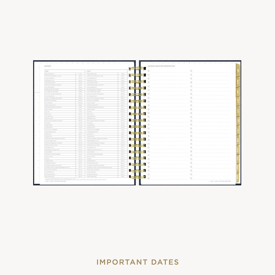 Day Designer 2026-27 weekly planner: Navy Bookcloth cover with holidays page