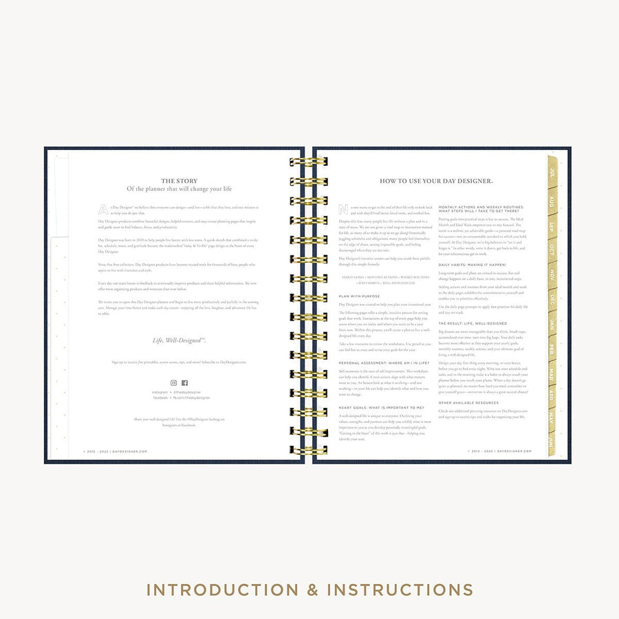 Day Designer 2026-27 mini daily planner: Navy Bookcloth cover with introduction