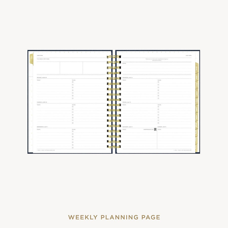 Day Designer 2026-27 weekly planner: Navy Bookcloth cover  with weekly planning pages