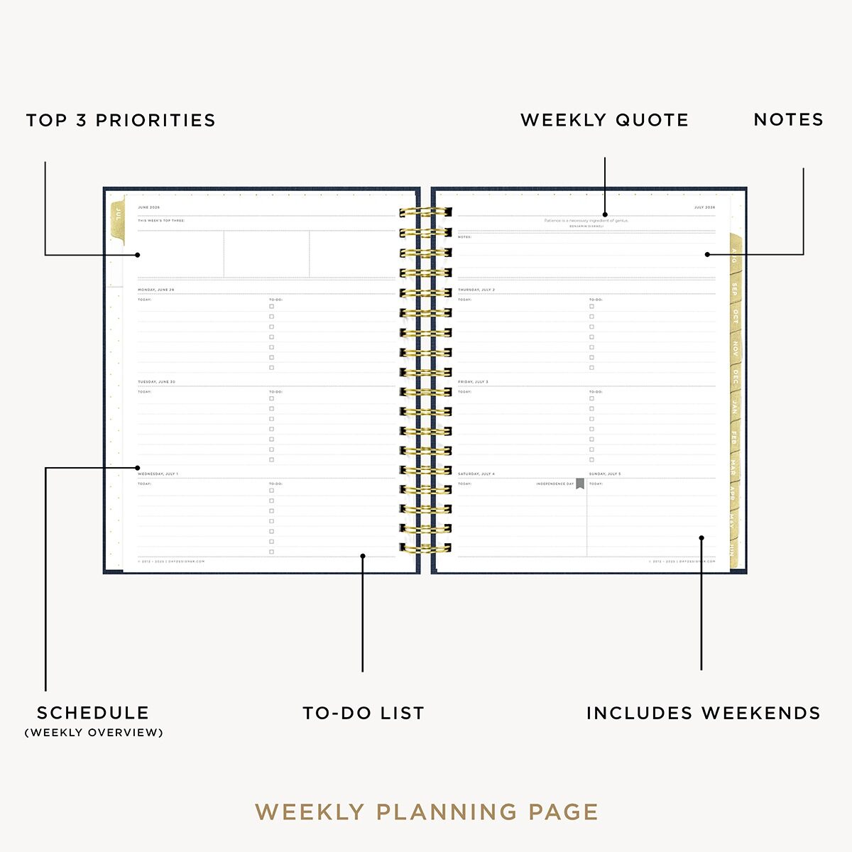 2026-27 Weekly Planner: Navy Bookcloth