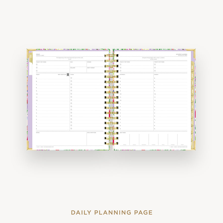 Daily planning page with colorful border on a white background