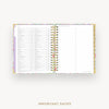 Planner with colorful floral design on a white background