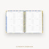 Open planner showing a 12-month overview on a white background