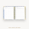 Wire-bound planner with grid and checklist layout on a white background