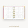 Open planner showing a 12-month overview on a white background