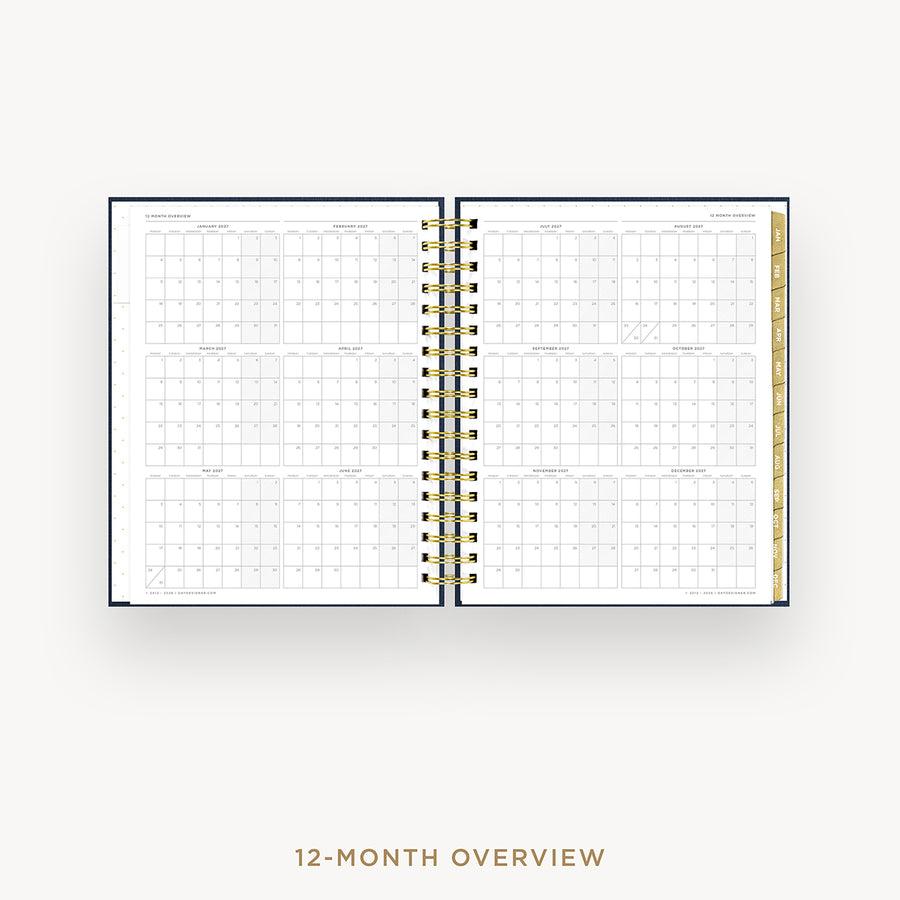 Open planner showing grid layout on white background
