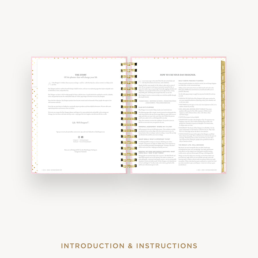 Open book showing 'Introduction & Instructions' on a white background