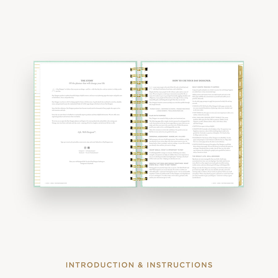 Open book showing 'Introduction & Instructions' on a white background