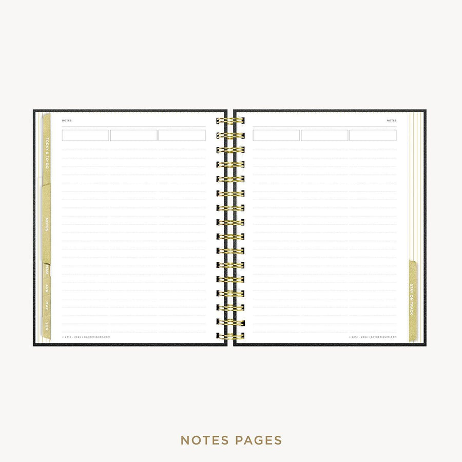 Day Designer 2026-27 mini weekly planner: Classic Black Pebble Texture cover with note-taking pages