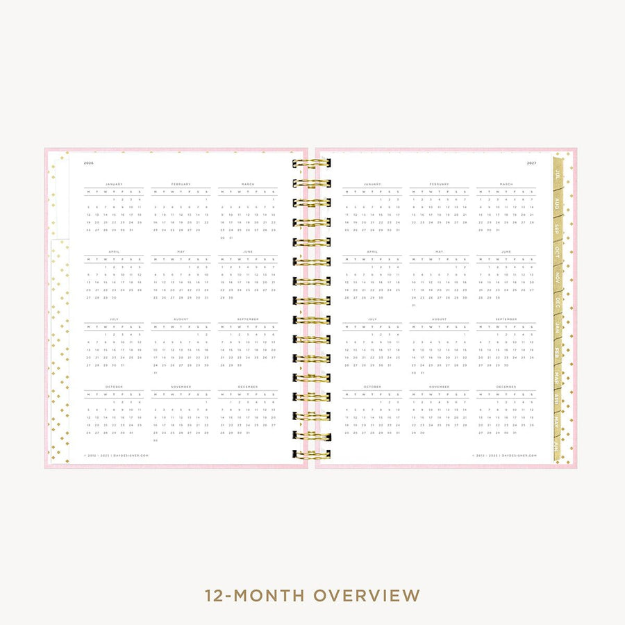 Day Designer 2026-27 mini daily planner: Peony Bookcloth cover with 12 month calendar