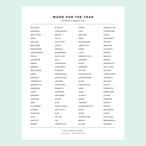 Free Word for the Year Printable