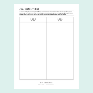 Free 2024 Intentions Printable