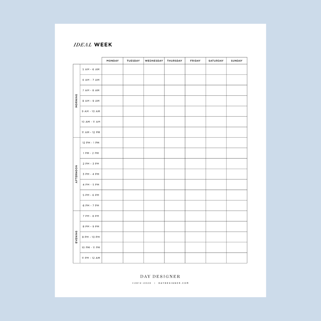 Free Ideal Week Printable