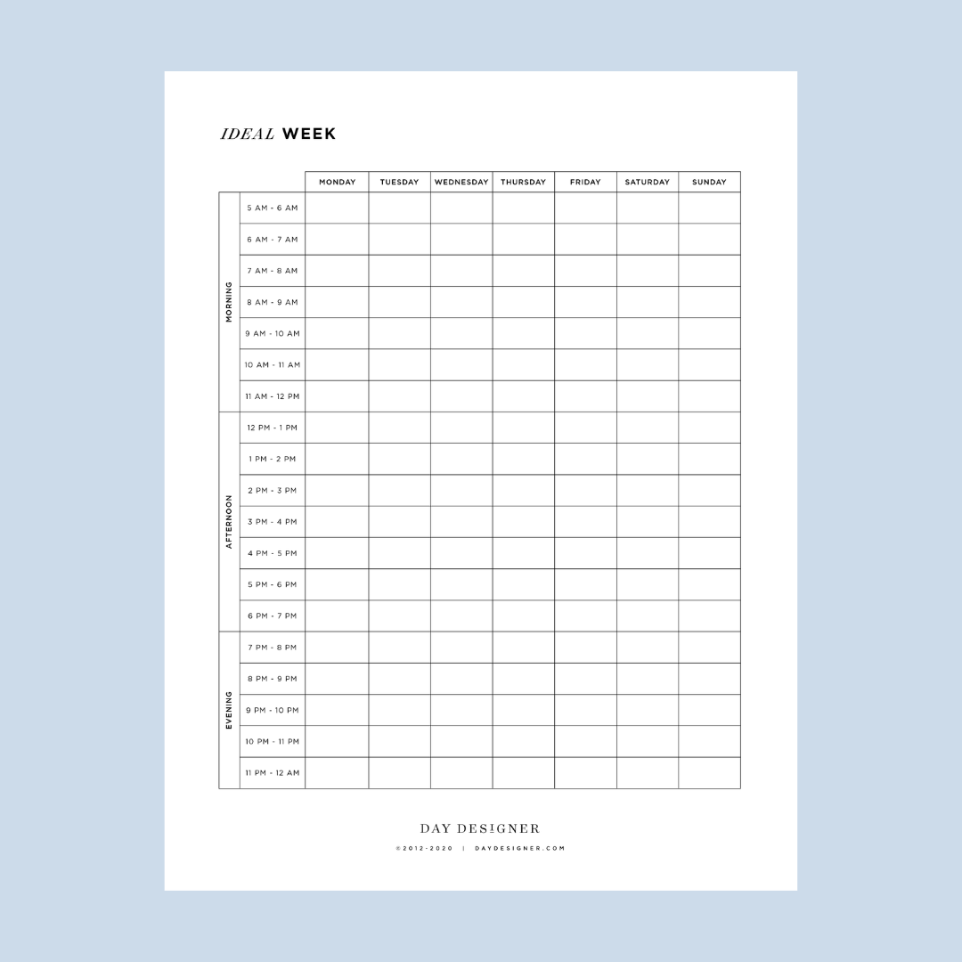 Free Ideal Week Template Printable | Day Designer
