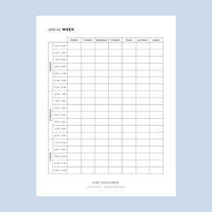 Free Ideal Week Printable