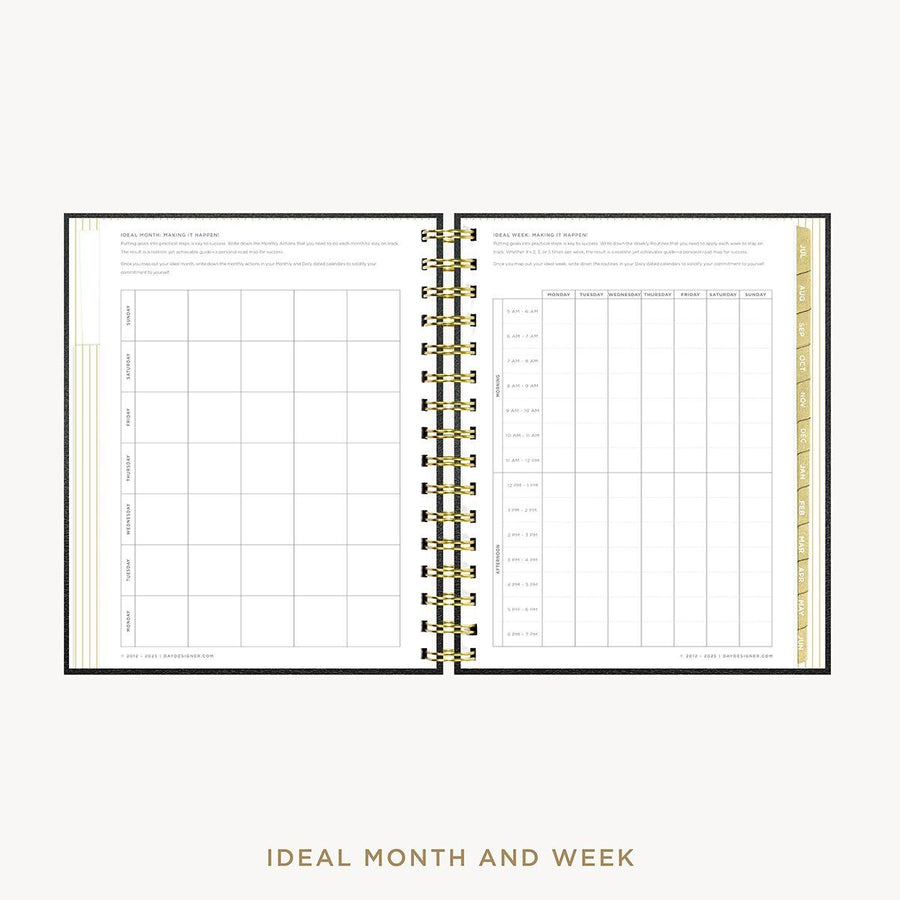 Day Designer 2026-27 mini weekly planner: Classic Black Pebble Texture cover with ideal week worksheet