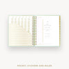 Day Designer 2025-26 daily planner: Sage Bookcloth cover with pocket and gold stickers