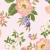 square with pink, yellow, purple, and white flowers on a blush pink background