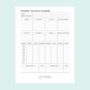 Free Student Success Planner Printable