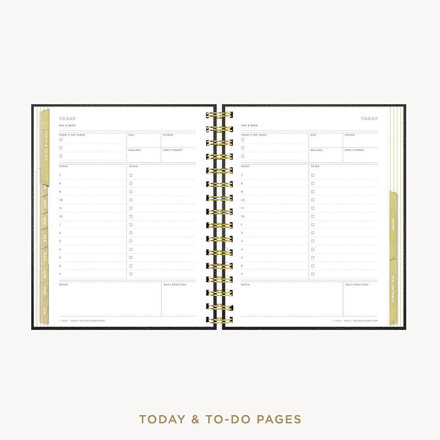 Day Designer 2026-27 mini weekly planner: Classic Black Pebble Texture cover with undated daily planning pages