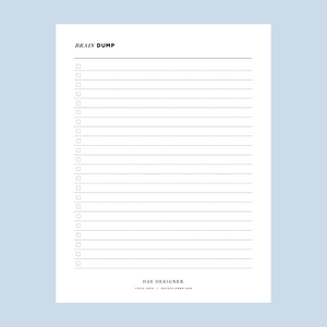 Free Brain Dump Worksheet Printable