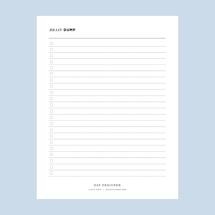 Free Brain Dump Worksheet Printable