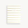 Notepad with gold stripes and 'Notes' label on a white background