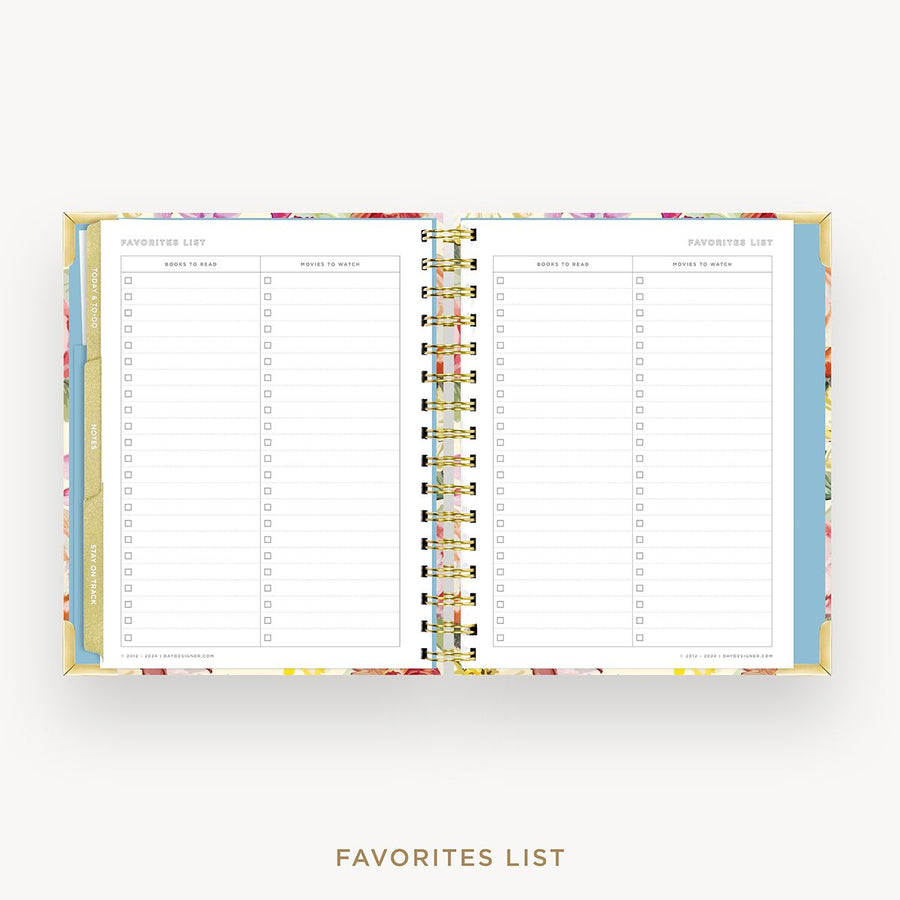 Day Designer 2026 mini weekly planner: oh so lovely cover with favorite books and movies pages