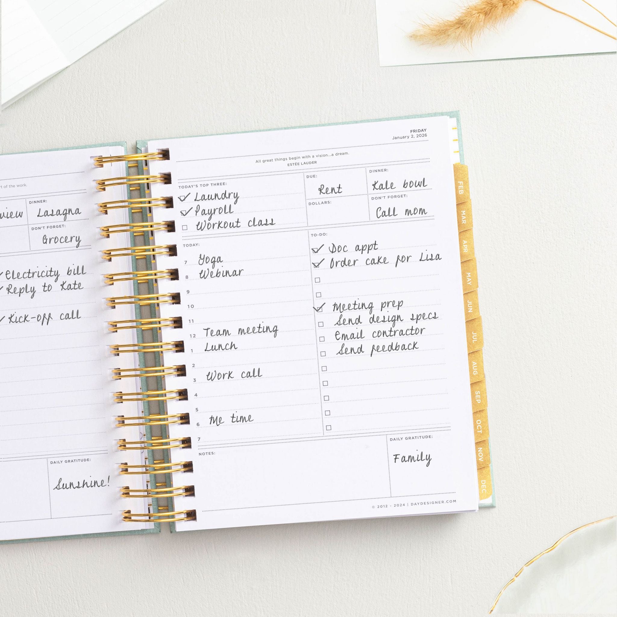 2026 Mini Daily Planner: Sage Bookcloth