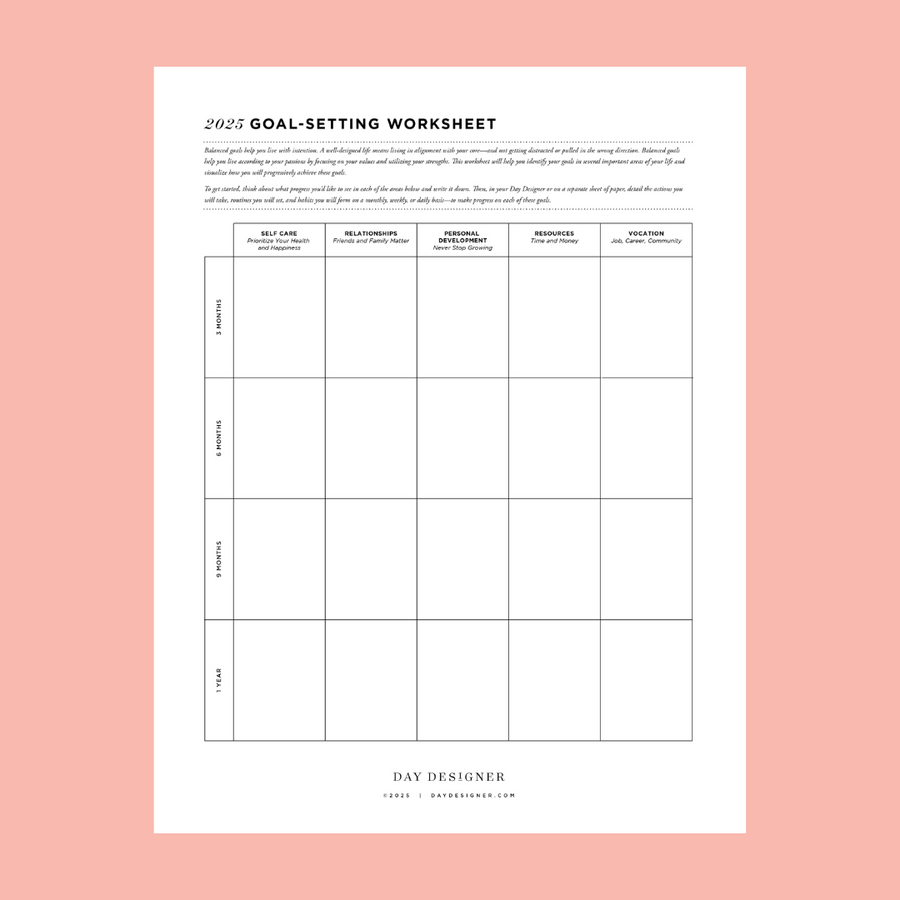 Free 2025 Goal-Setting Worksheet Printable