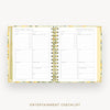 Day Designer 2026-27 mini weekly planner: Lemon Floral Sage cover with entertainment party planner