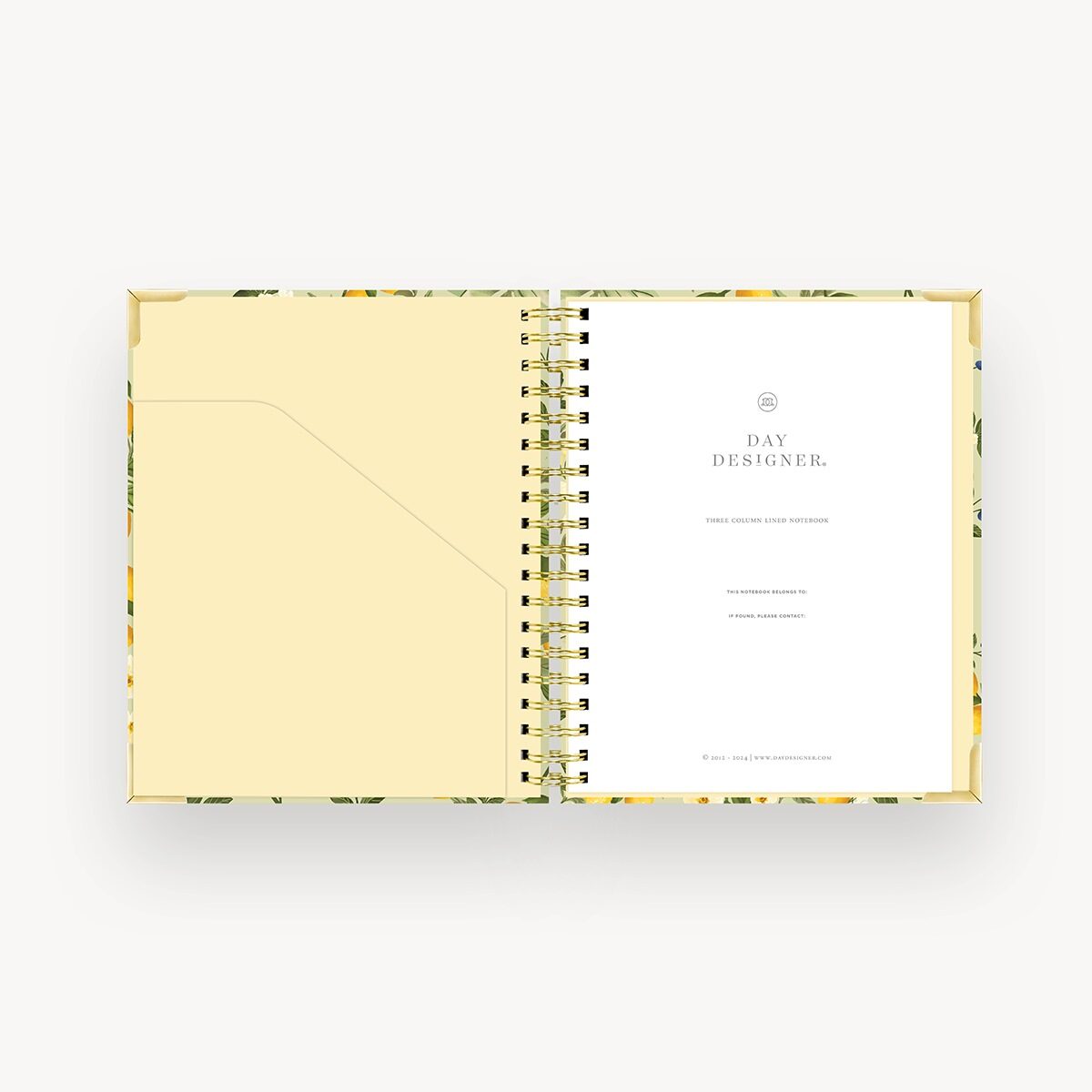 Lined Notebook: Lemon Floral Sage