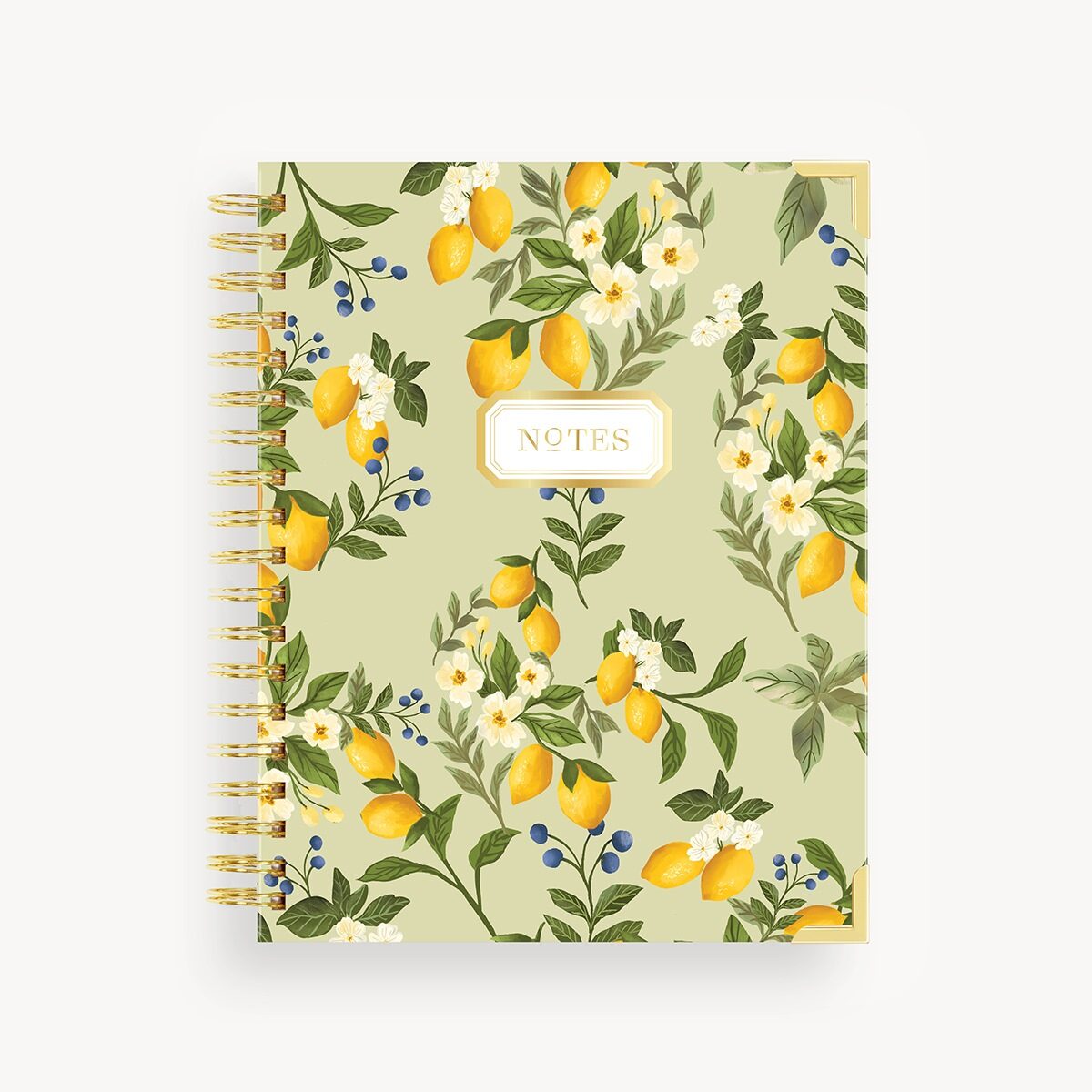 Lined Notebook: Lemon Floral Sage