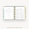 Open book showing 'Introduction & Instructions' on a white background