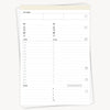 Planner insert sheet with daily layout on a white background