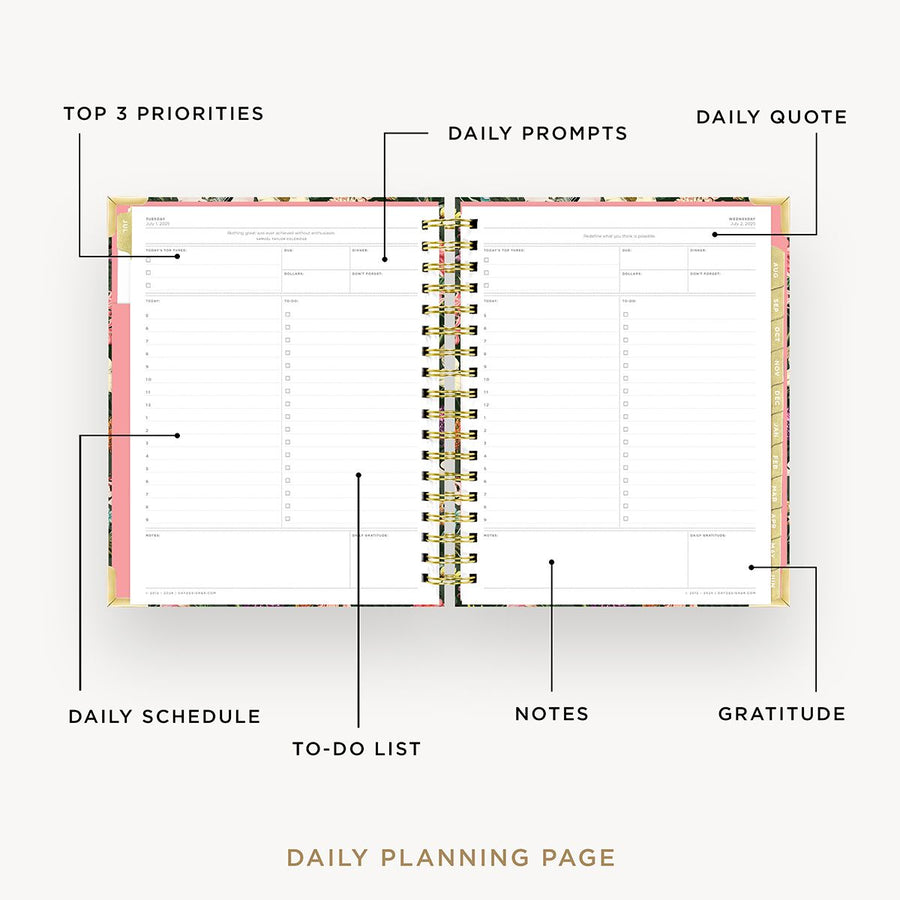 Day Designer 2025-26 daily planner: Alexandra opened with captions of contents