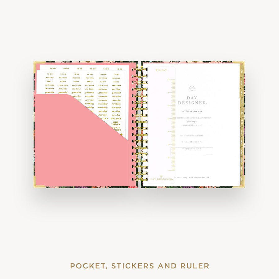 Day Designer 2025-26 daily planner: Alexandra cover with pocket and gold stickers