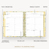 Day Designer 2026-27 mini weekly planner: Lemon Floral Sage opened with captions of contents