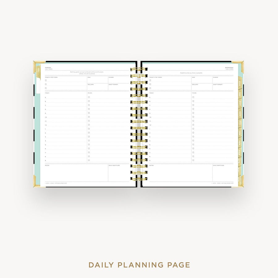 Day Designer 2025-26 daily planner: Black Stripe cover with daily planning page