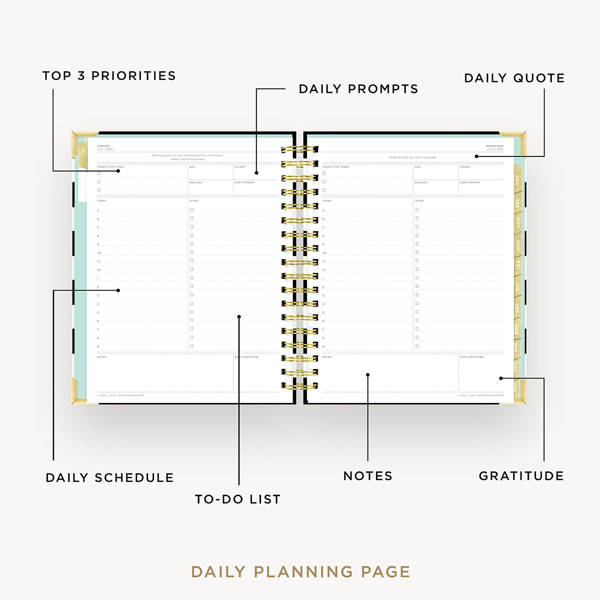 2025-26 Daily Planner: Black Stripe