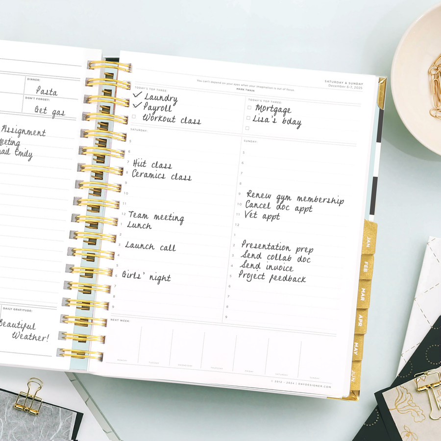 2025-26 Daily Planner: Black Stripe