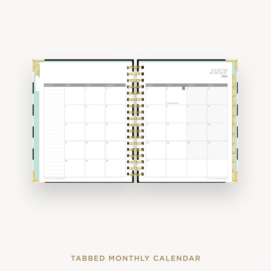 Day Designer 2025-26 daily planner: Black Stripe cover with monthly calendar