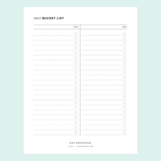 Free 2025 Bucket List Printable