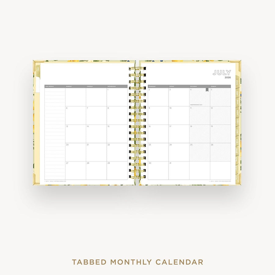 Day Designer 2026-27 weekly planner: Lemon Floral Sage cover with monthly calendar