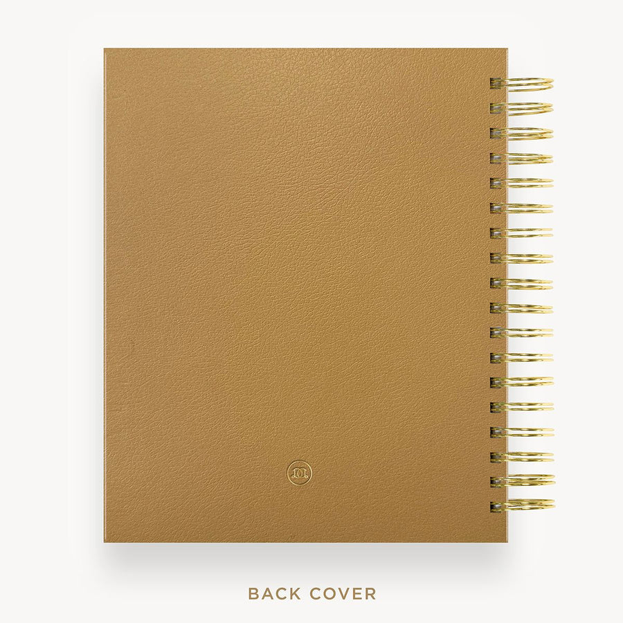 Day Designer 2025-26 daily planner: Caramel Latte back cover with gold detail