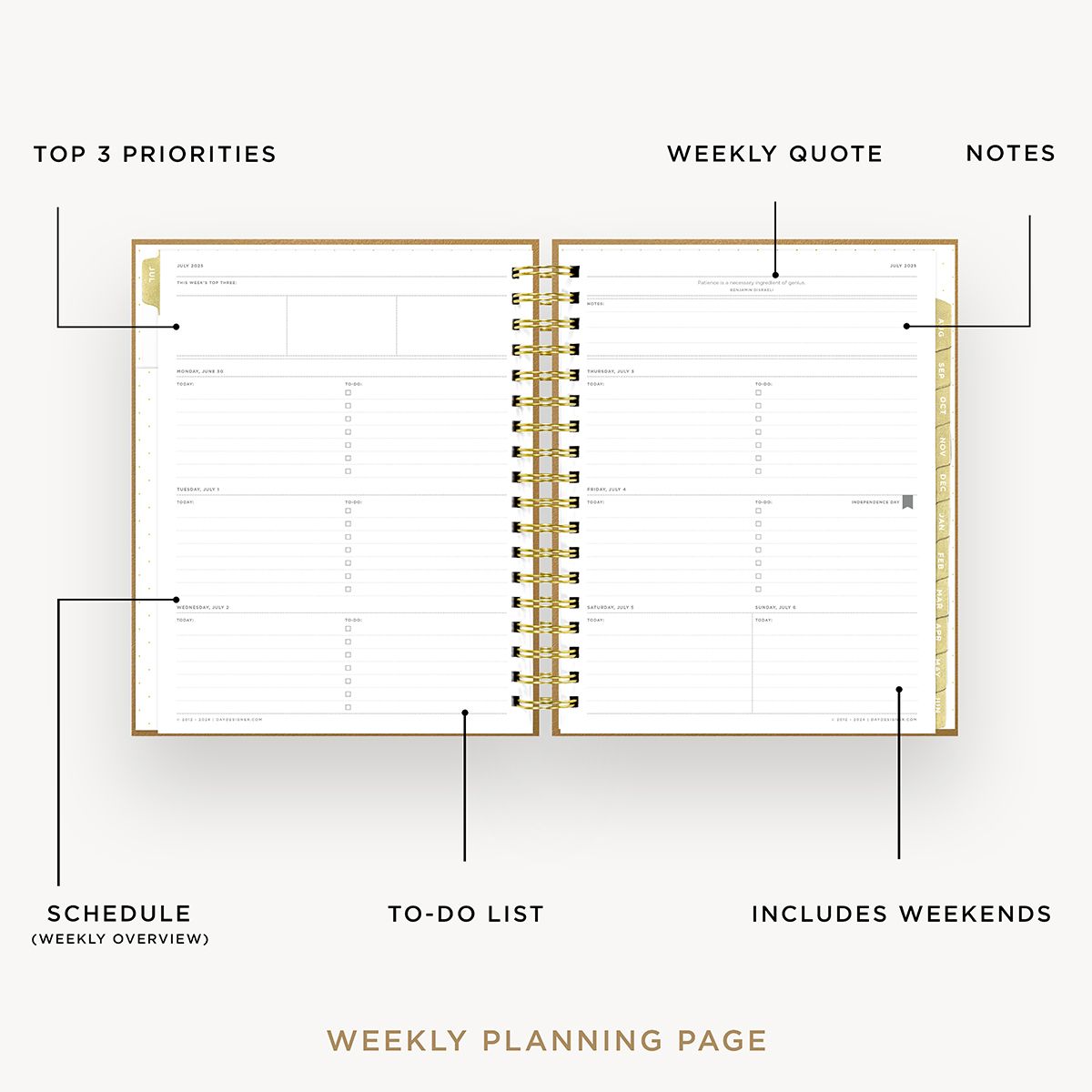 2025-26 Weekly Planner: Caramel Latte Pebble Texture